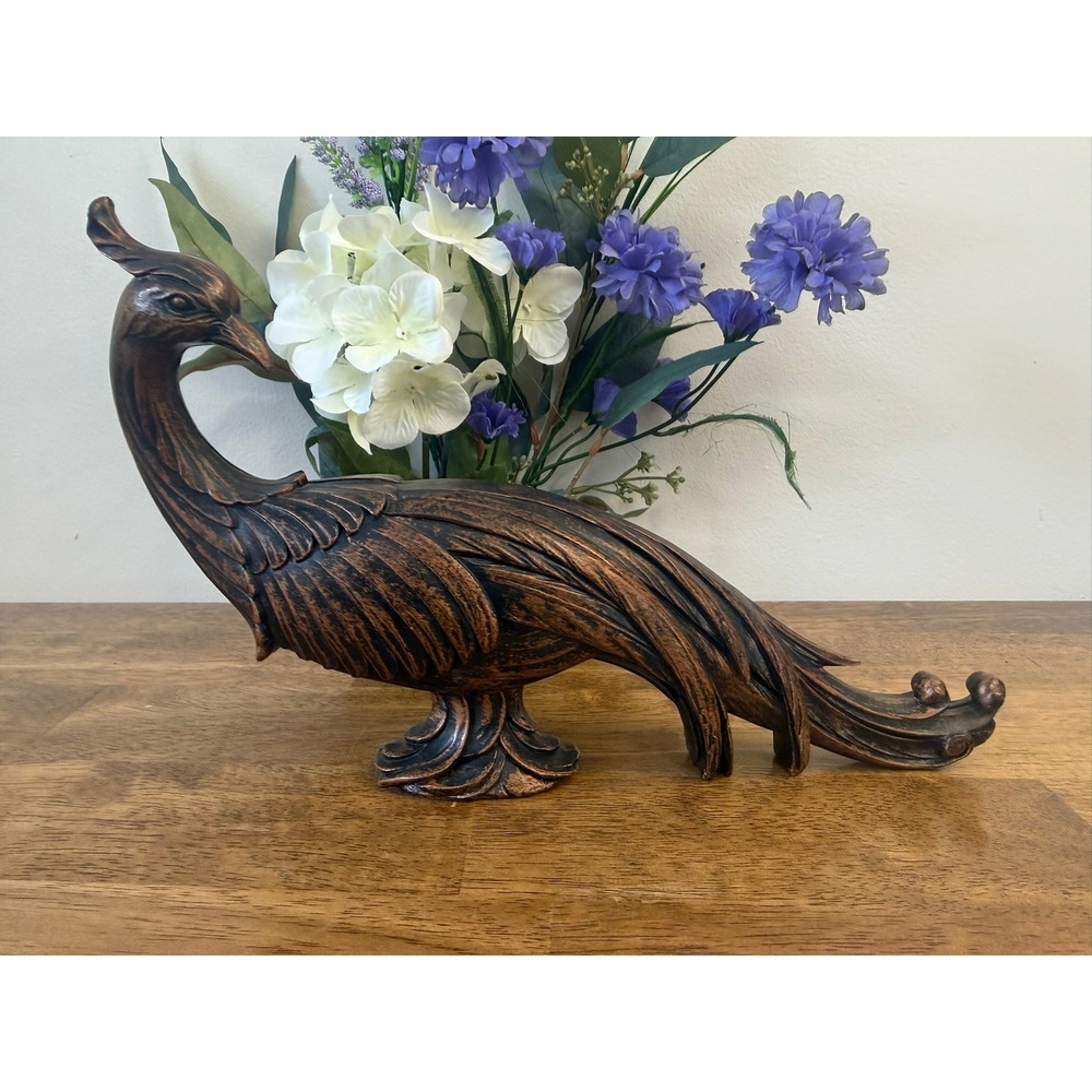 Vintage Coppercraft Peacock Sculpture Mid Century Decorative Bird Figurine Retro
